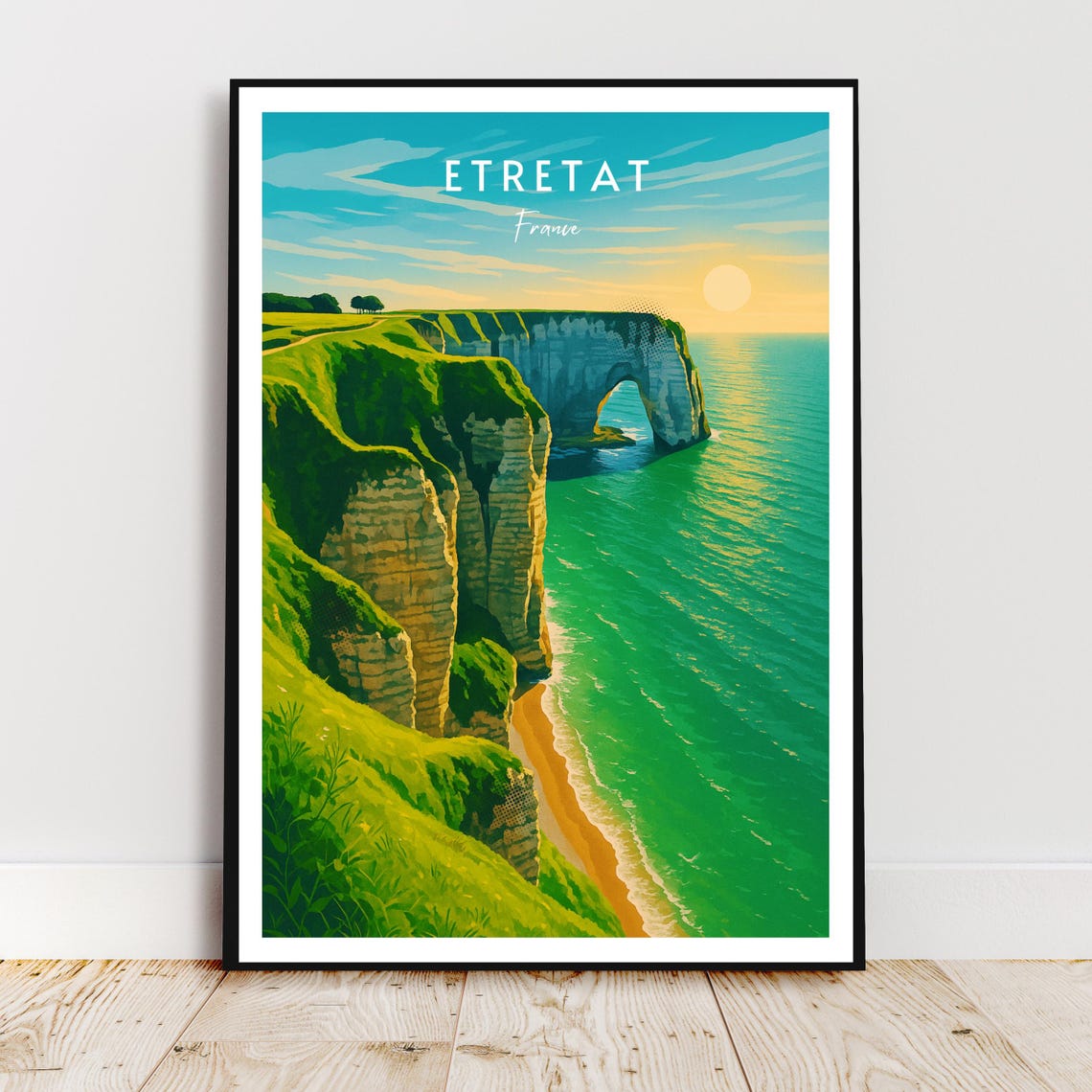 Etretat France Normandy White Chalk Cliffs Sea Arch Travel Poster