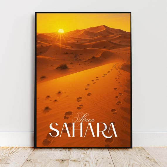 Travel Wall Art Sahara Desert Africa Algeria Egypt Morocco Tunisia Niger Mali Mauritania Libya Poster Gift Print