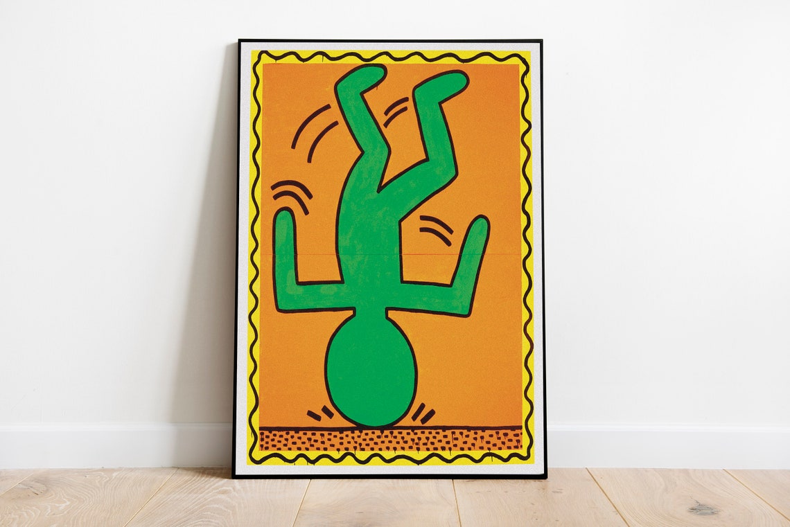 Keith Haring Green Breakdancer Orange Pop Art Dance Wall Poster - Image 3