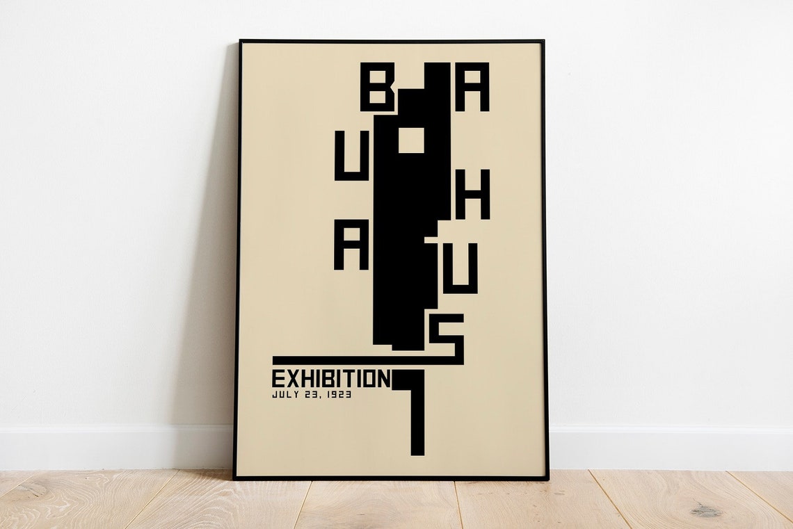 Bauhaus Exhibition July 23 1923 Geometric Black Cream Art Poster - Image 3