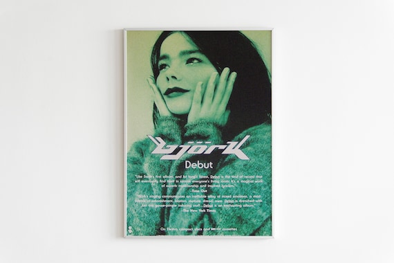 Bjork Debut Album Cover Art Green Portrait 90s Music Icon Poster