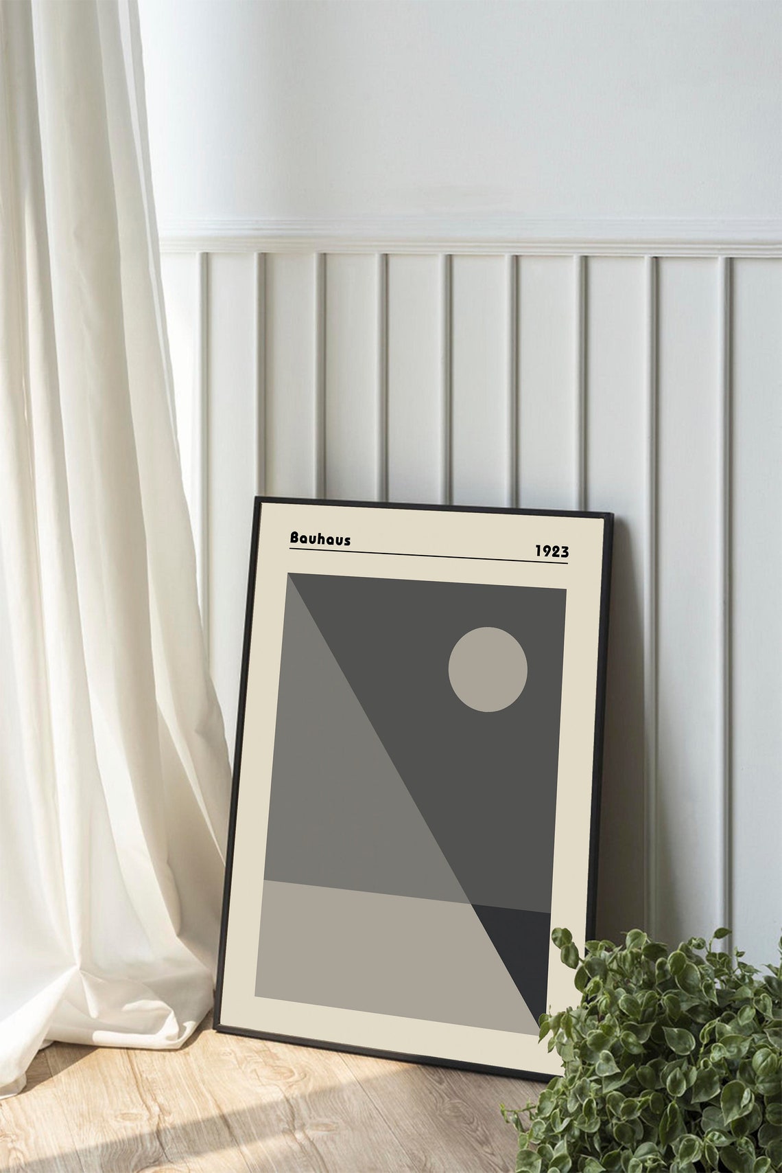 Bauhaus 1923 Gray Geometric Triangles Circle Minimal Art Poster - Image 3