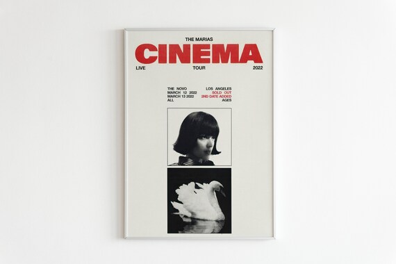 The Marias Cinema Live Tour 2022 Los Angeles Band Concert Poster
