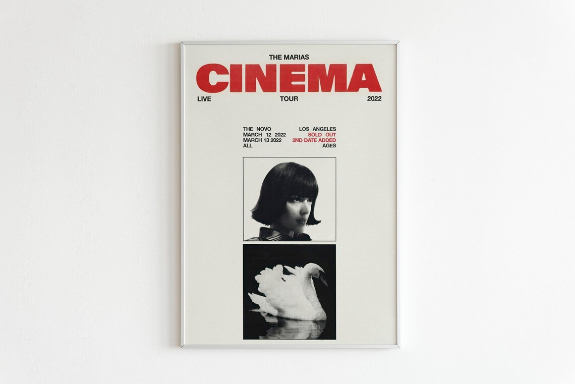 The Marias Cinema Live Tour 2022 Los Angeles Band Concert Poster