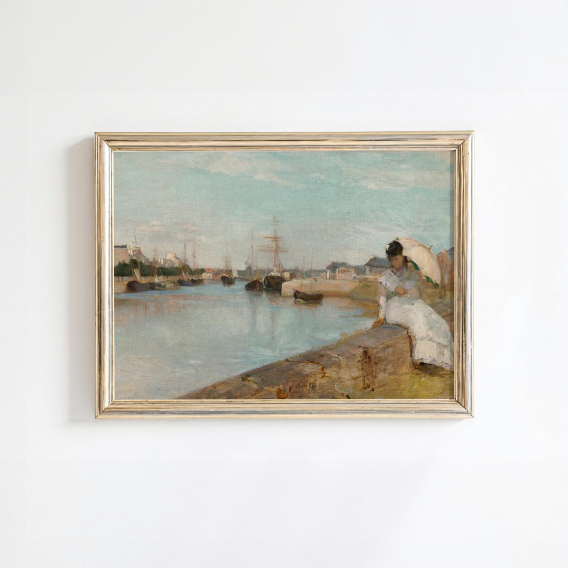 French Harbour In Springtime, Vintage Painting