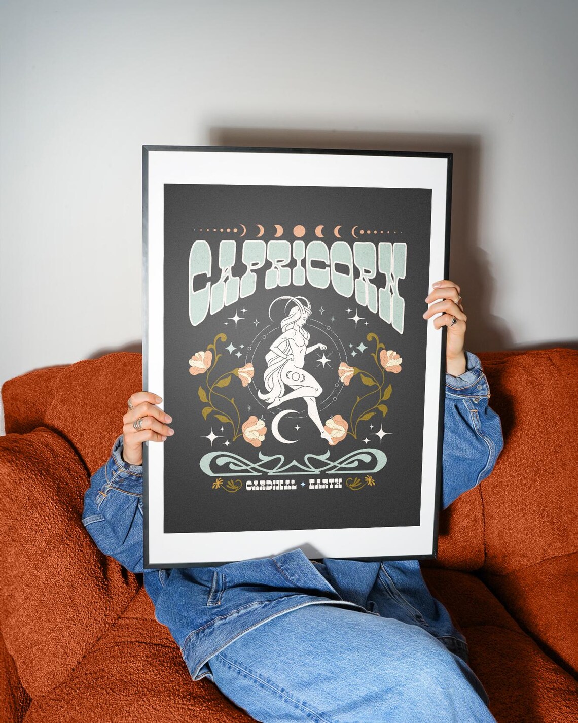 Capricorn Zodiac, Retro Art Nouveau Astrology Poster
