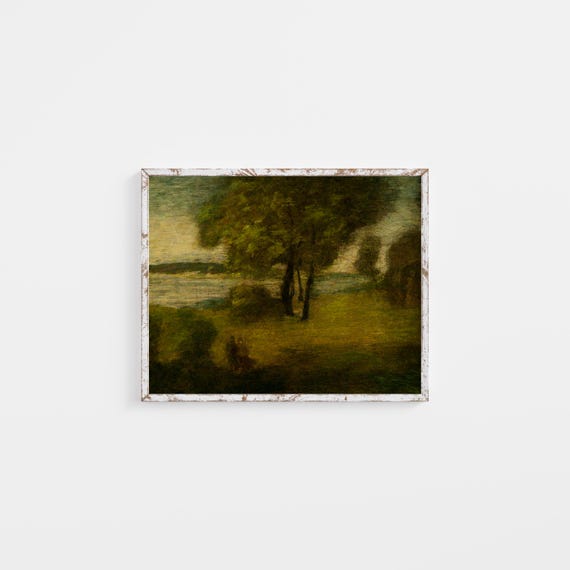 Moody Rustic Landscape Art Print Vintage Landscape Painting Wall Art Countryside Scenery Painting A 60