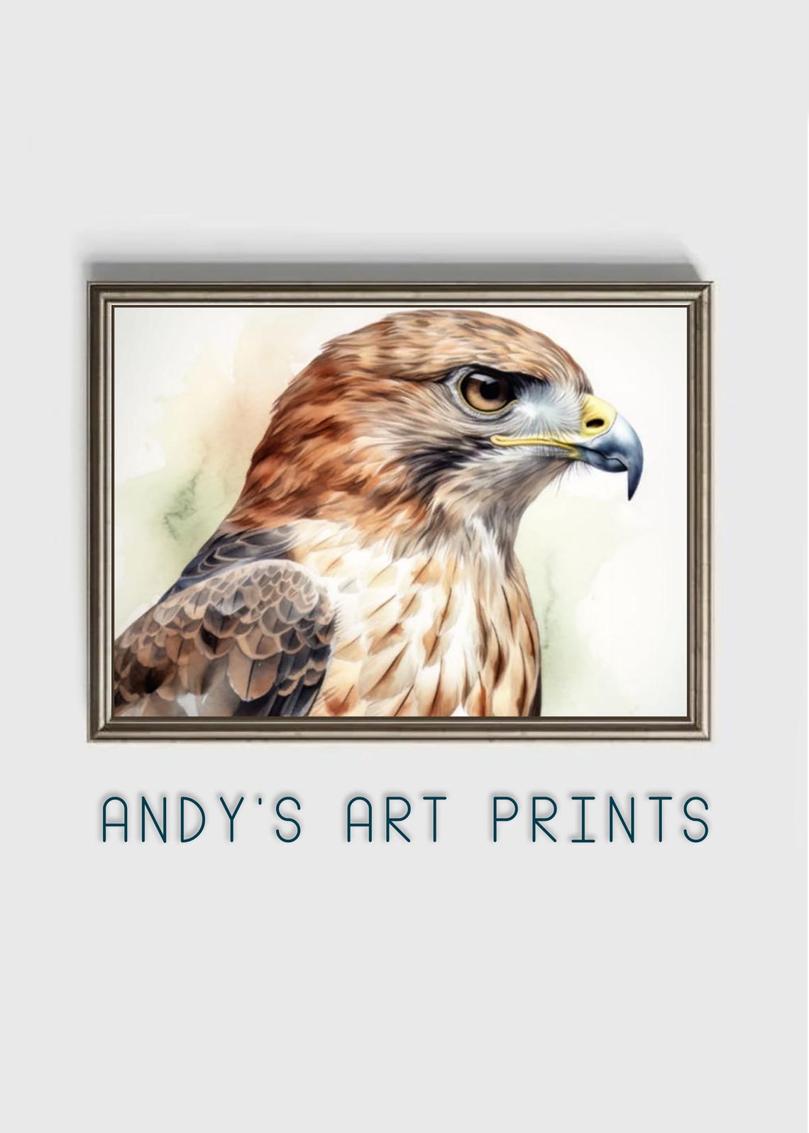 Hawk Head in Side Profile Painted in Watercolor Bird Art Poster - Image 3
