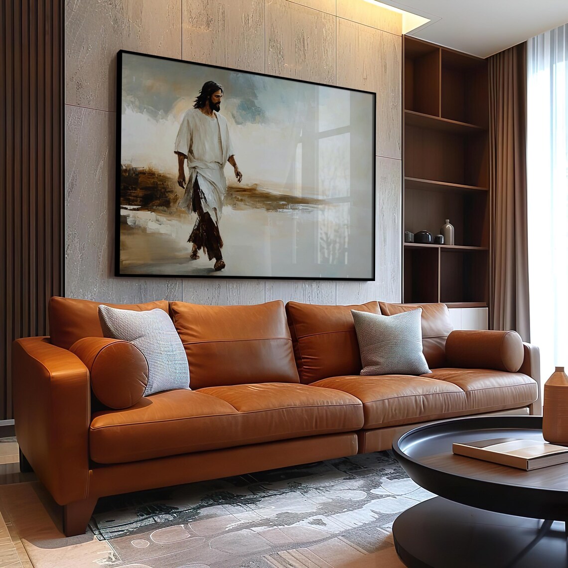 Jesus Walking On The Sea White Robe Christian Painting Art Print