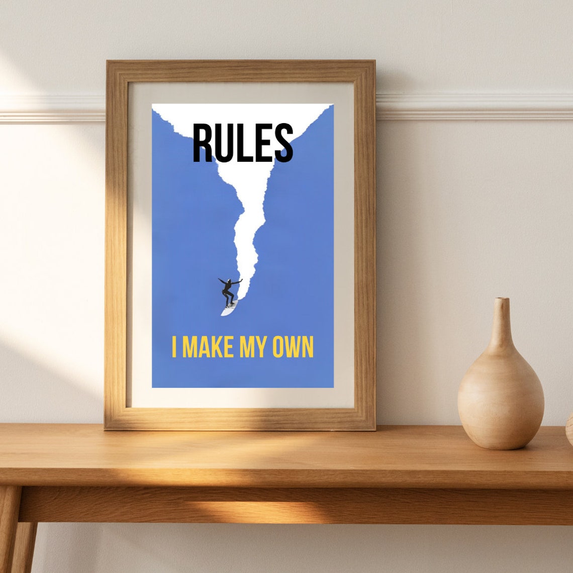 Surfer Rules I Make My Own Giant Wave Motivational Art Poster - Image 3