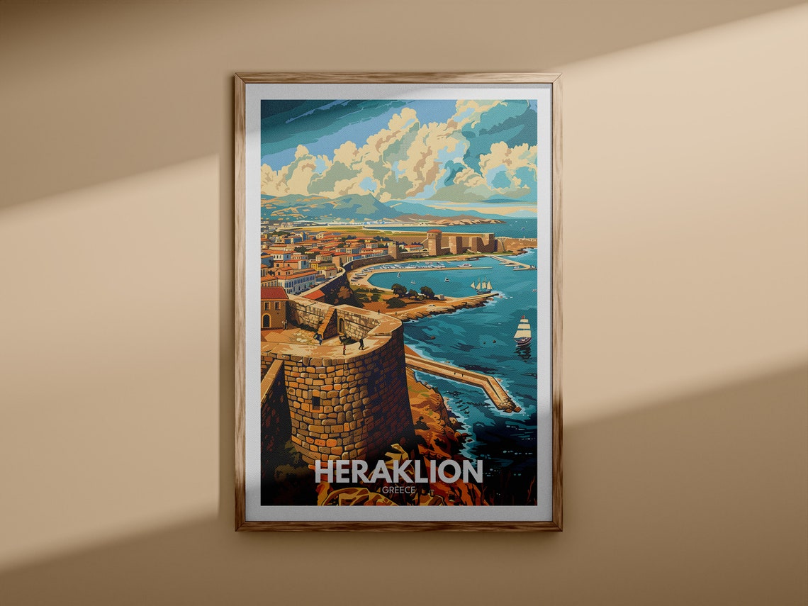 Heraklion Greece Venetian Fortress Harbor Tall Ship View Poster - Image 3