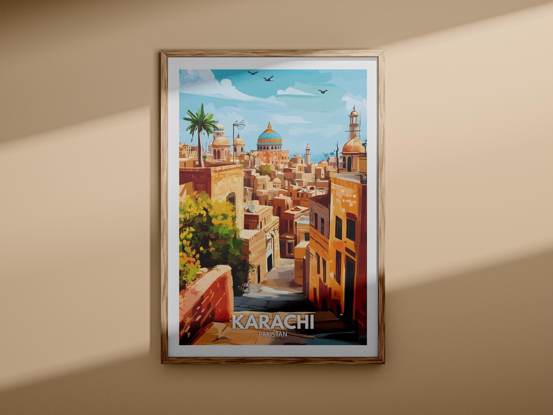 Karachi Pakistan Historic Rooftops Domes Vintage Travel Poster - Image 3