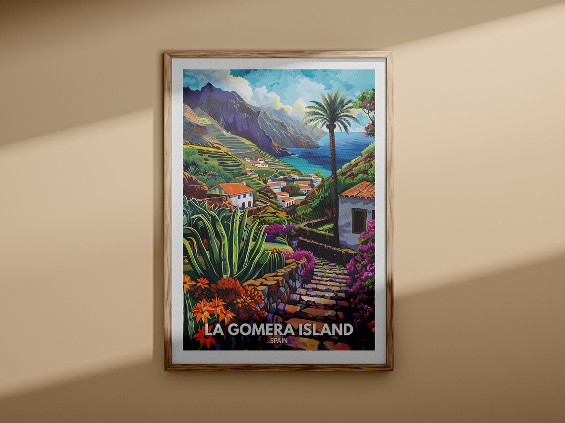 La Gomera Island Spain Mountain Village Terraces Vintage Travel Poster - Image 3