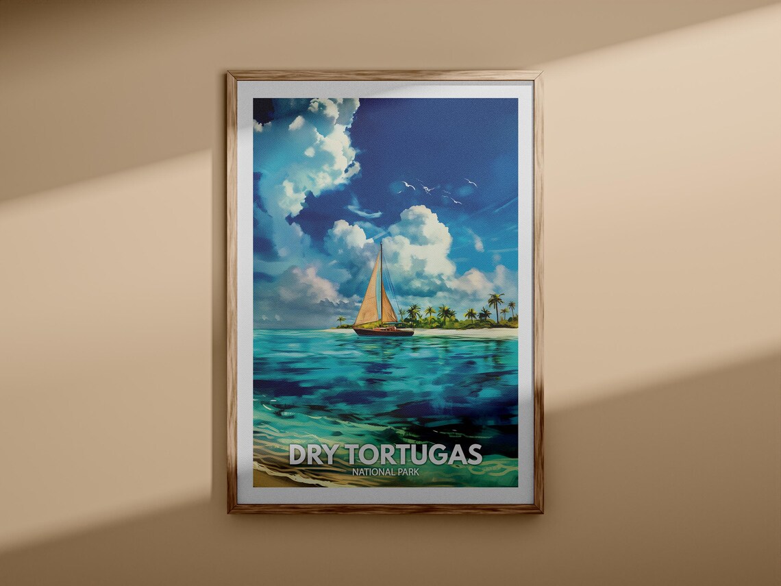Dry Tortugas National Park Sailboat Tropical Ocean Travel Poster - Image 3