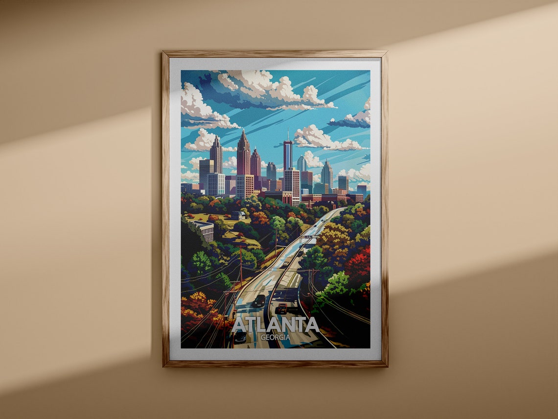 Atlanta Print Atlanta Travel Poster Georgia Wall Art Print United States Travel Home Decor Usa City Poster - Image 3