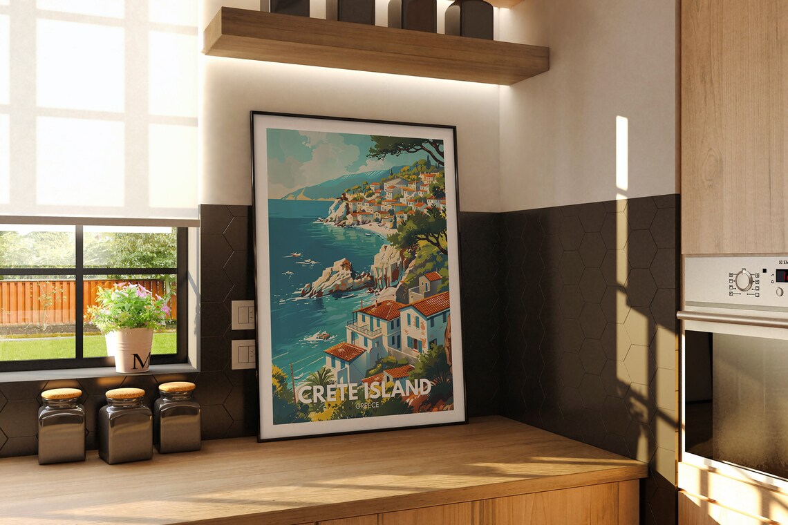 Crete Island Greece Coastal Village Seaside Travel Poster Art - Image 2