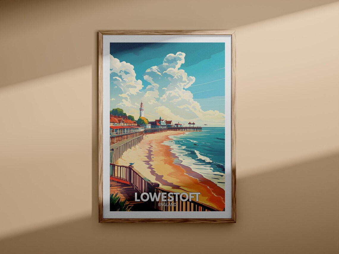 Lowestoft England Vintage Beach Lighthouse Pier Travel Poster - Image 3
