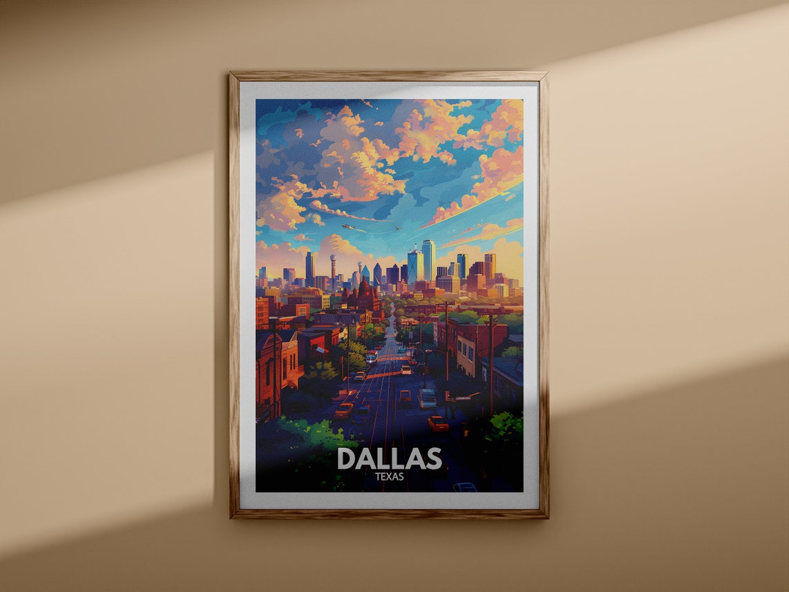 Dallas Print Dallas Travel Poster Texas Wall Art Print United States Travel Home Decor Usa City Poster - Image 3