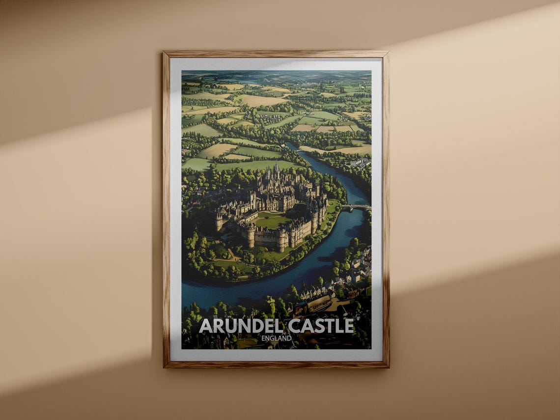 Arundel Castle England Aerial View Vintage Style Travel Poster - Image 3
