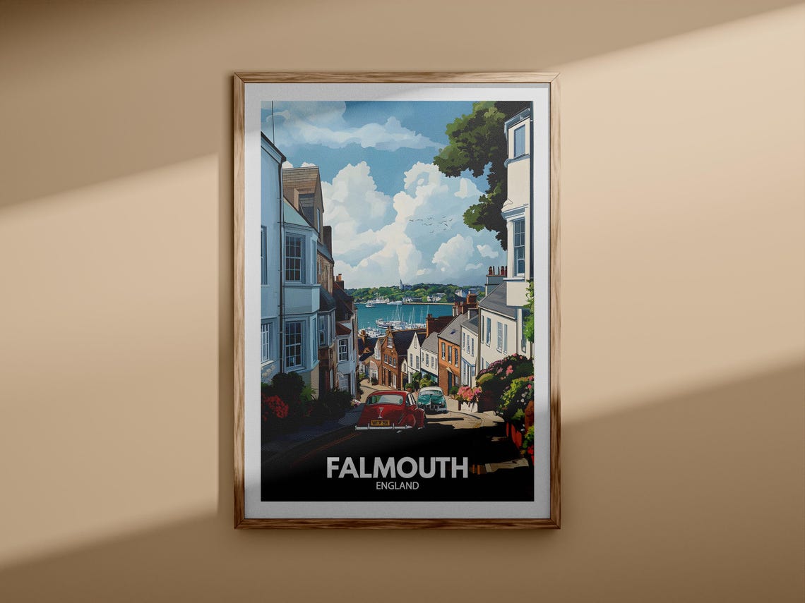Falmouth Print Falmouth Travel Poster England Wall Art Print England Home Decor Travel Wall Art Decor Unique City Poster - Image 3