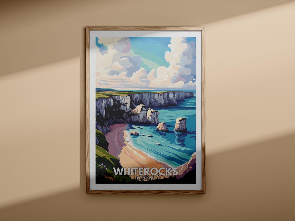 Whiterocks Portrush White Cliffs Sea Stacks Beach Coastal Poster Art - Image 3
