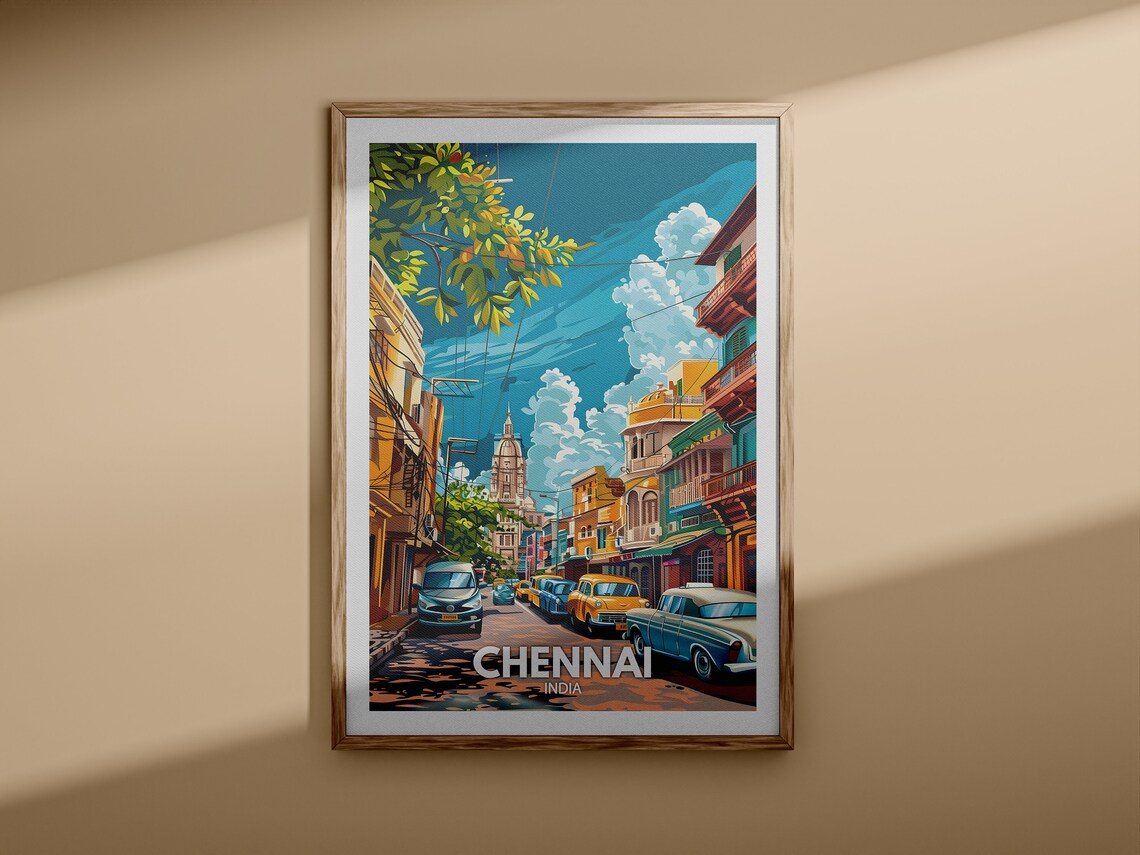 Chennai India Colonial Street Heritage Church Vintage Travel Poster - Image 3