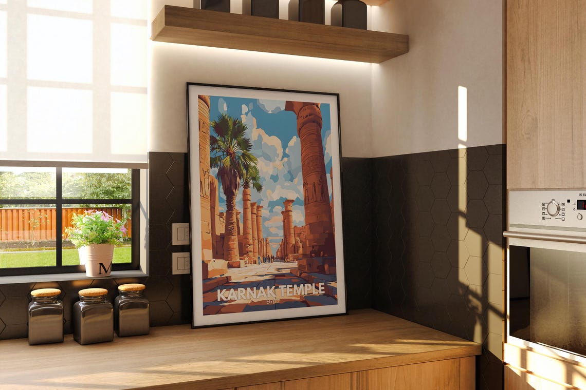 Karnak Temple Egypt Ancient Column Hall Ruins Vintage Travel Poster - Image 2