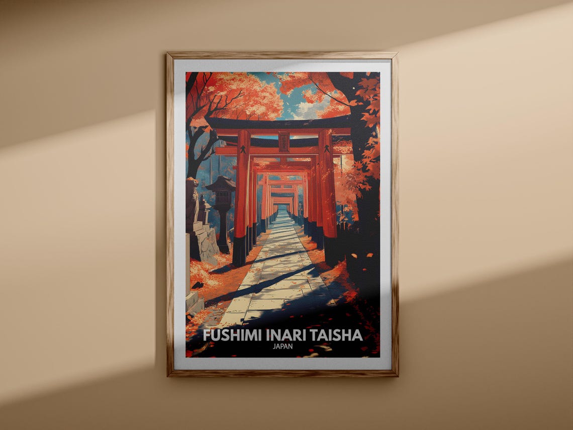 Fushimi Inari Taisha Print Fushimi Inari Taisha Travel Poster Japan Wall Art Print Japan Home Decor Travel Poster Unique City Print - Image 3
