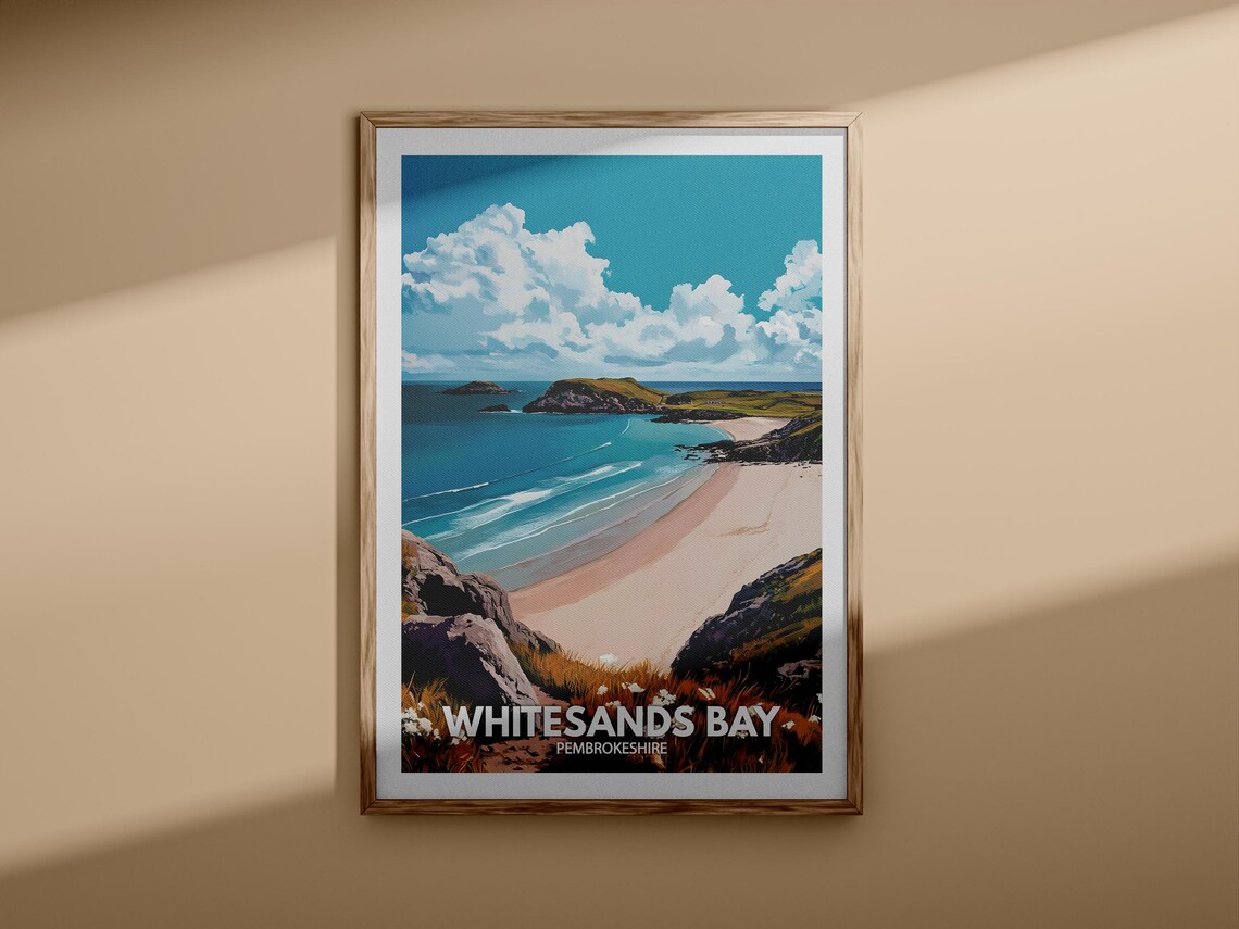 Whitesands Bay Pembrokeshire Curving Beach Islands Travel Poster - Image 3