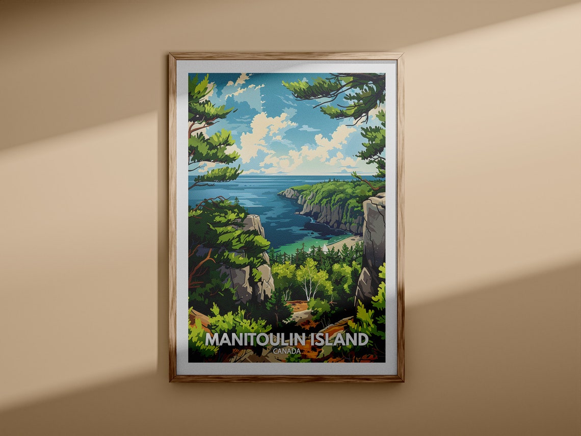 Manitoulin Island Canada Lake Huron Cliffs Travel Art Poster - Image 3