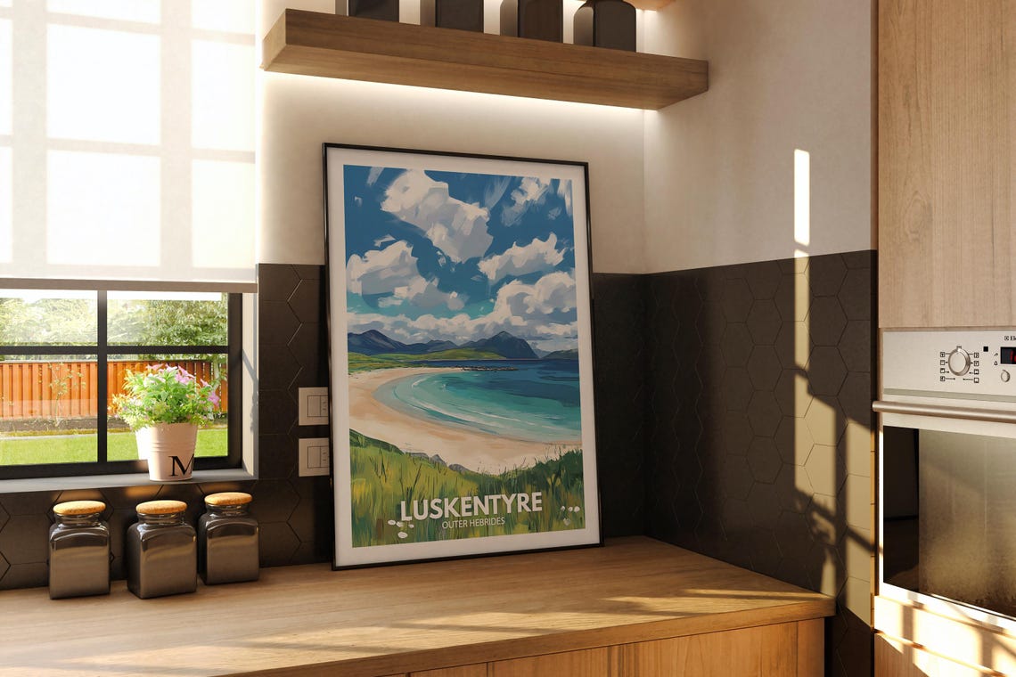 Luskentyre Outer Hebrides Scotland White Sands Beach Travel Poster - Image 2