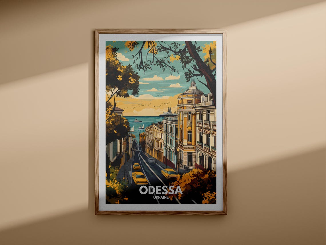 Odessa Ukraine Seaside Boulevard Vintage Retro Travel Poster - Image 3