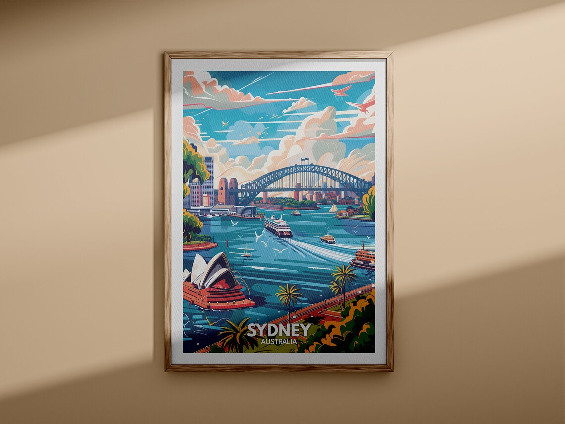 Sydney Australia Harbour Bridge and Opera House Skyline View Travel Poster - Image 3