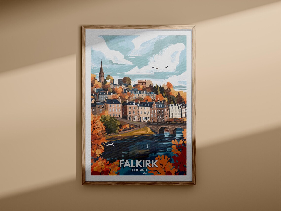 Falkirk Print Falkirk Travel Poster Scotland Wall Art Print Scotland Home Decor Travel Wall Art Decor Unique City Poster - Image 3