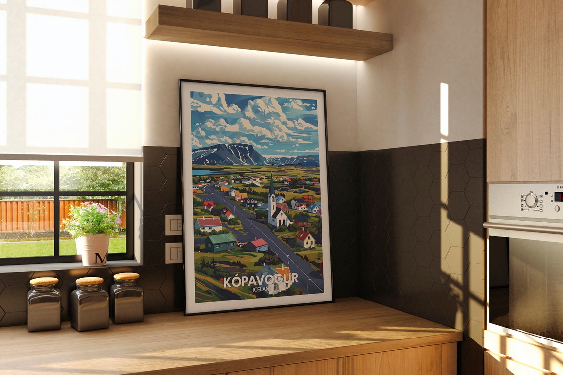 Kpavogur Print Kpavogur Travel Poster Iceland Wall Art Print Iceland Home Decor Travel Wall Art Poster Unique City Print - Image 2