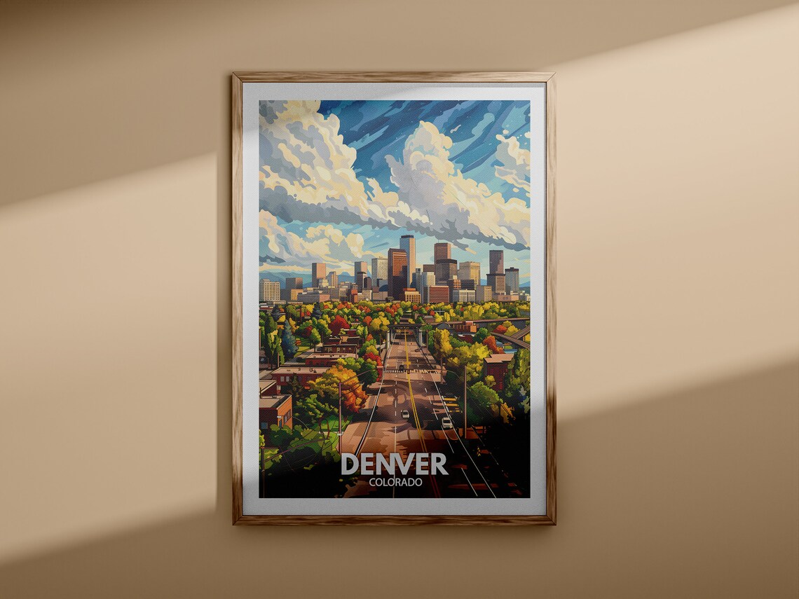 Denver Colorado Skyline Autumn Foliage Mile High City Travel Poster - Image 3