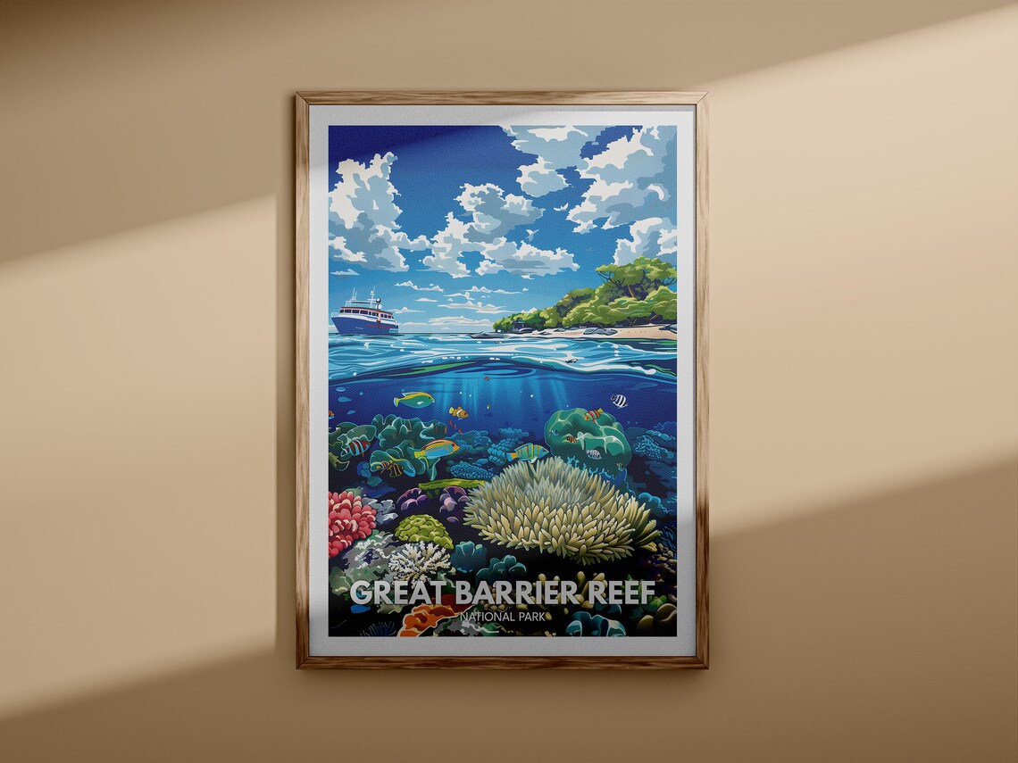 Great Barrier Reef National Park Coral Reef Diving Underwater Ocean Poster - Image 3