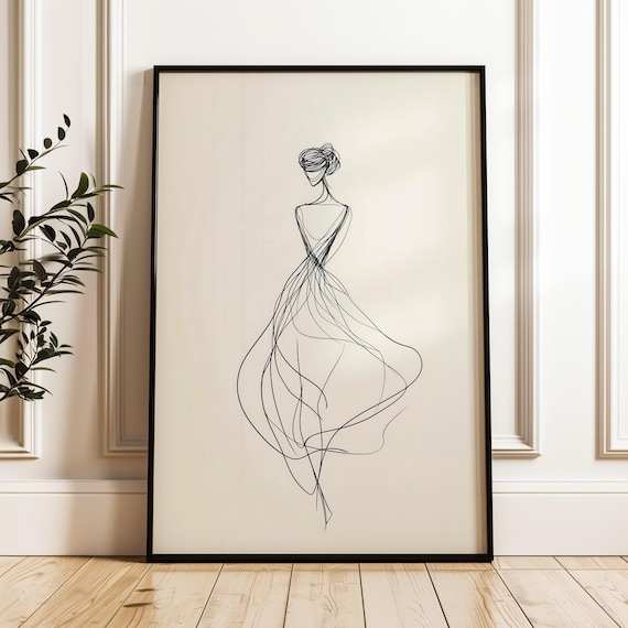 Vintage Female Sketch Art Print, Mid-Century Modern