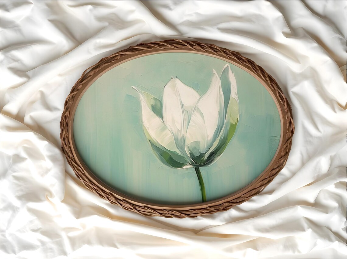Minimalist White Tulip Art Print, Botanical Painting - Image 2