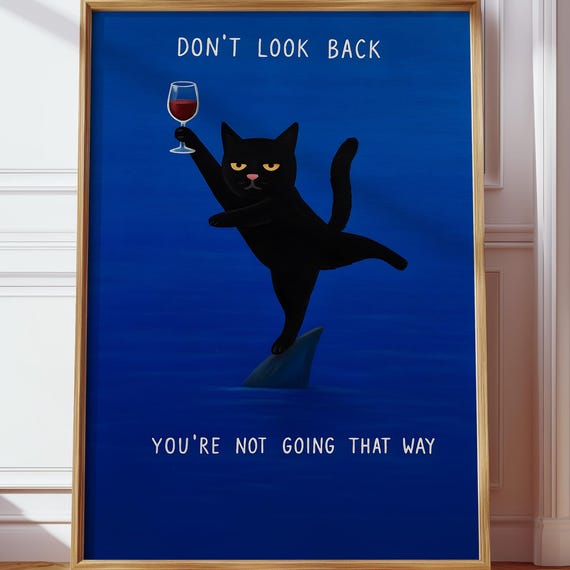 Bombay Cat Wine Lover Sea Print, Pop Art Decor