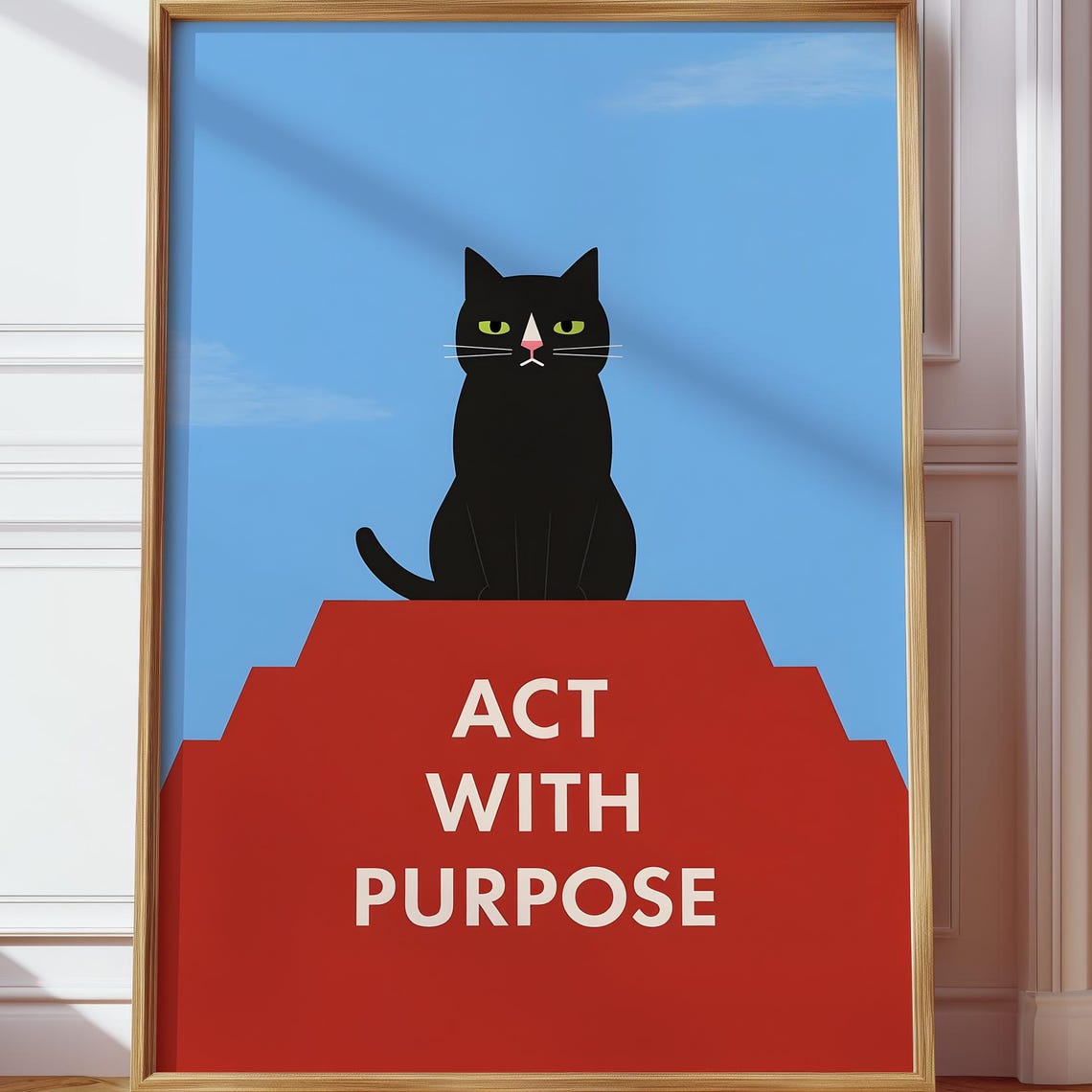 Act With Purpose Bombay Cat Wall Art Black Pop Decor Mindfulness Printencouragement