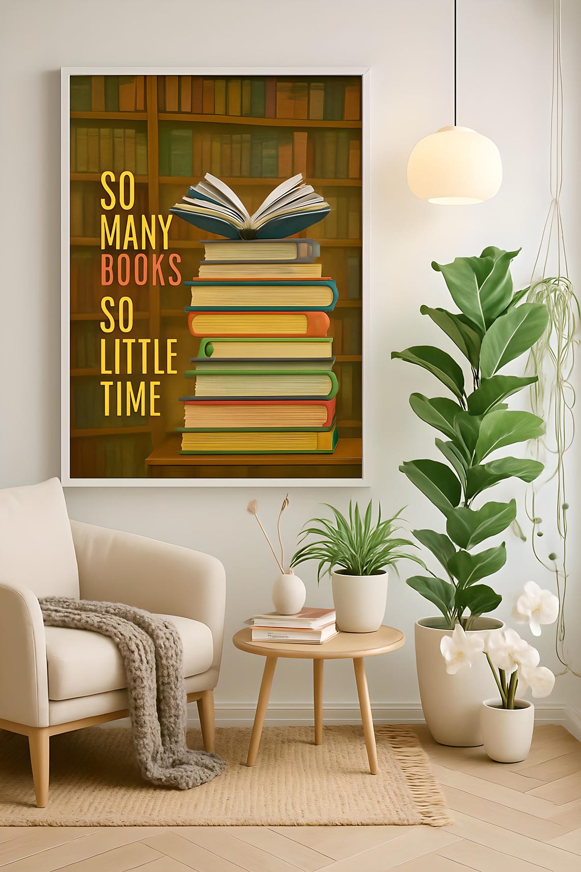 So Many Books So Little Time Stack Book Lover Library Art Poster