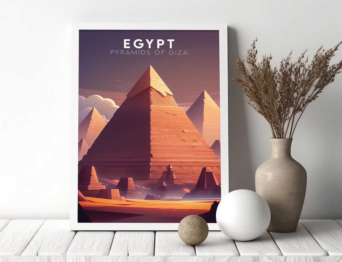 Egypt Pyramids of Giza Desert Sunset Vintage Travel Poster Artwork - Image 3