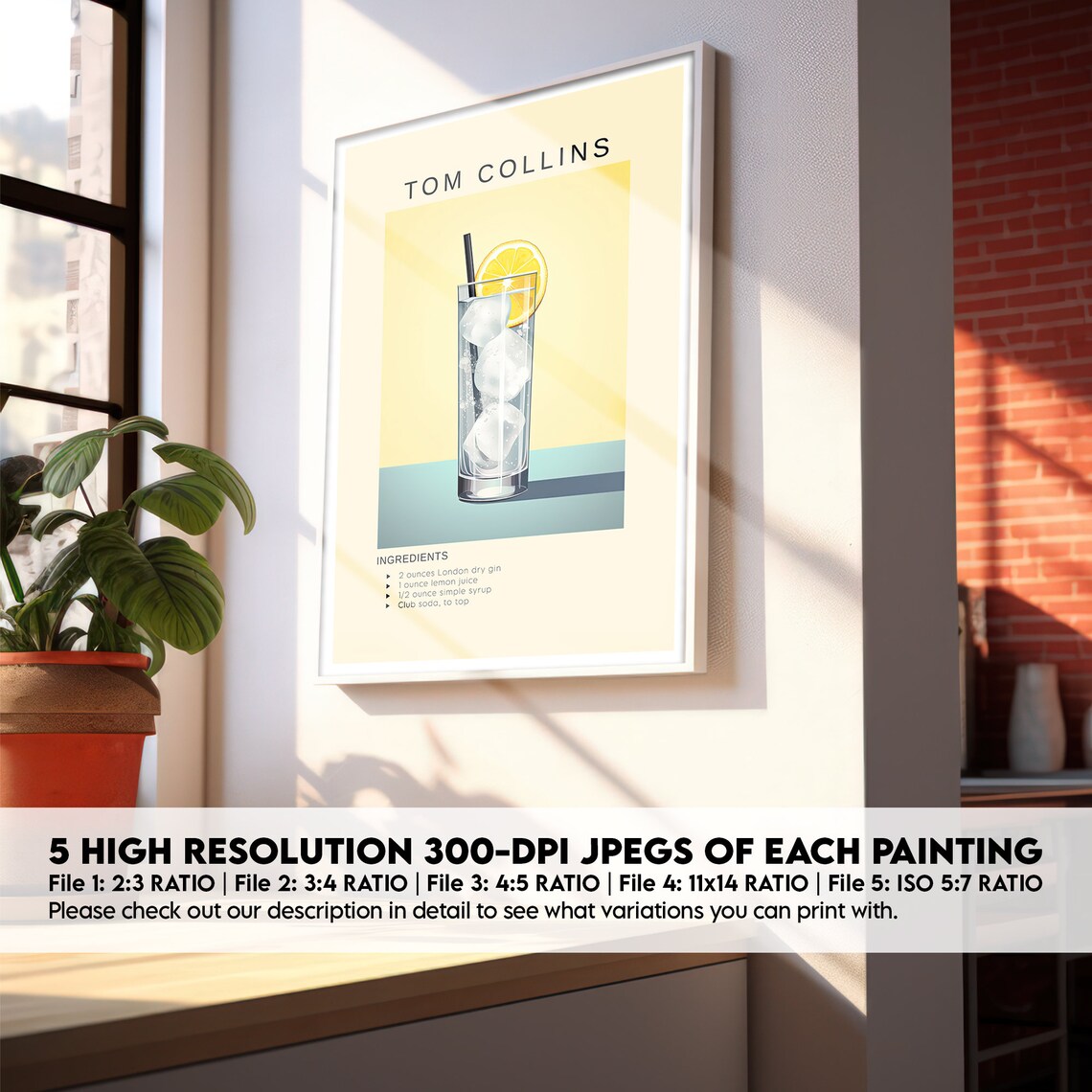 Tom Collins Minimalist Bar Cart Decor Art Print - Image 2