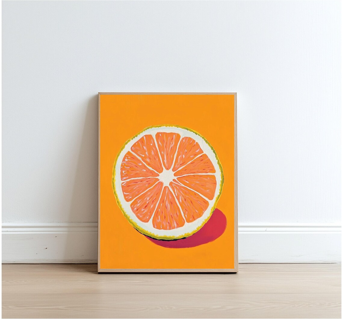 Art With Orange Fruit Wall Print Fruit Poster Cozy Art For The Kitchen Gift For Home Decoration - Image 2