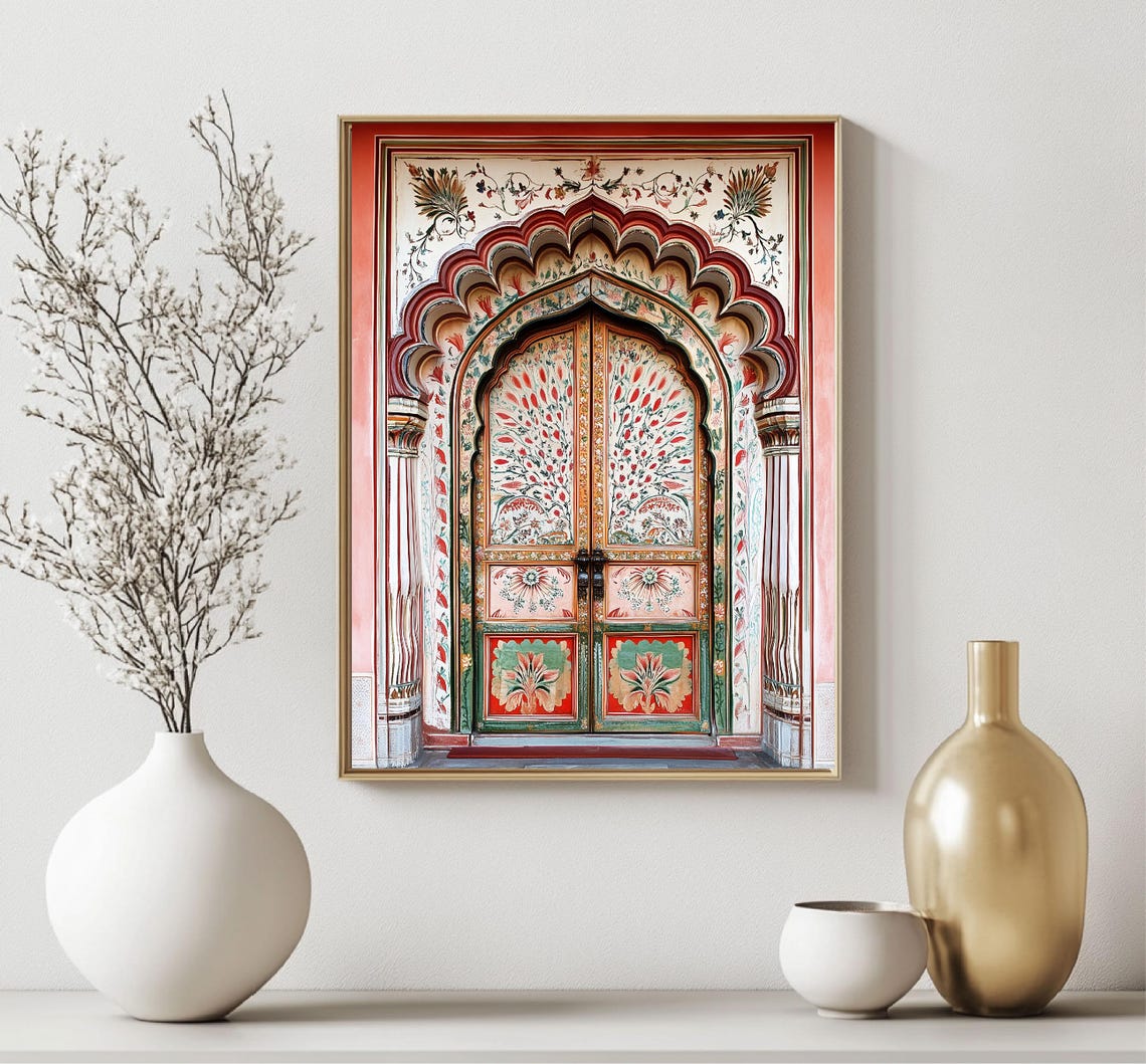 Indian Decor Door Travel Photography Jaipur Illustration Jaipur Poster Jaipur Poster India Travel Poster Bedroom Decor In Trend - Image 6