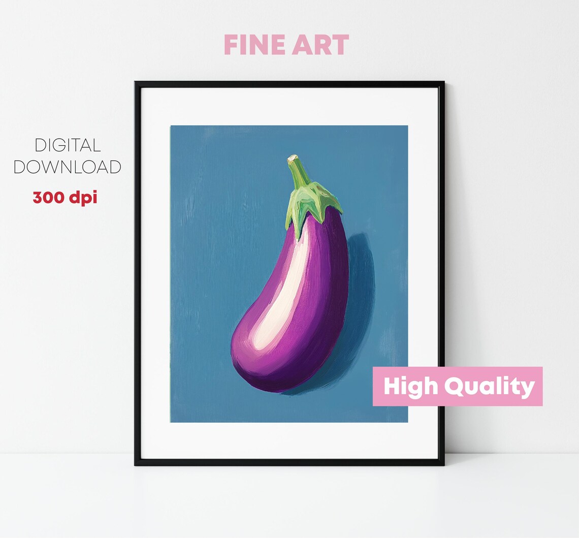 Eggplant Art Vegetable Wall Print Vegetable Poster Cozy Art For The Kitchen Home Decorating Gift - Image 2