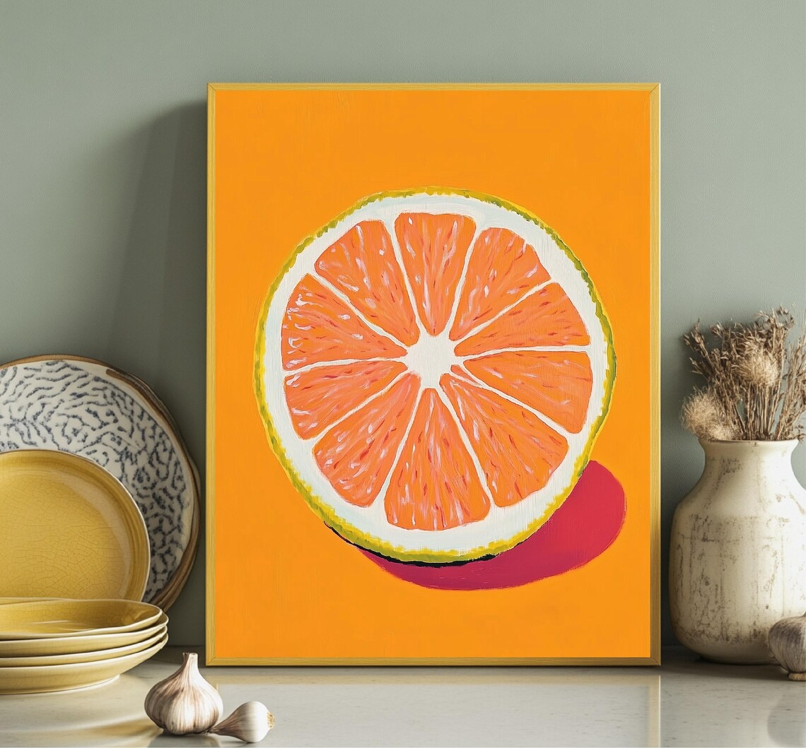 Art With Orange Fruit Wall Print Fruit Poster Cozy Art For The Kitchen Gift For Home Decoration - Image 4