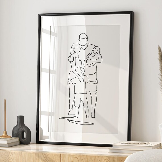 Family Line Art Family Drawing Family Print Family Portrait Gift Family Print Gift Family Illustration Family Sketch Hand Drawn Gift