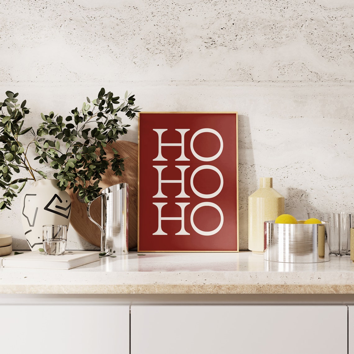 Ho Ho Ho Red Christmas Typography Holiday Winter Festive Poster - Image 3
